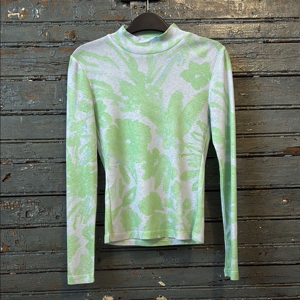 Cider Green Long Sleeve Fitted Mock Neck Top